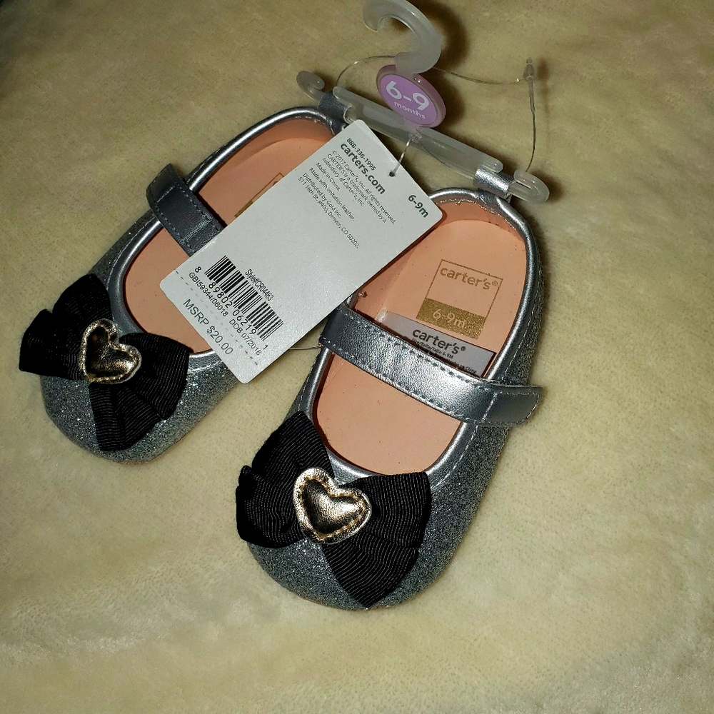 Toddler Girls Sparkly Silver Flat Shoes